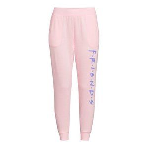 Women's Pink Friends Jogger Pajama Pants Large 12/14 New